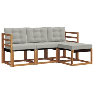 vidaXL Conjunto De Sof&aacute;s De Exterior 4 Pcs Gris Natural Y Claro Vidaxl