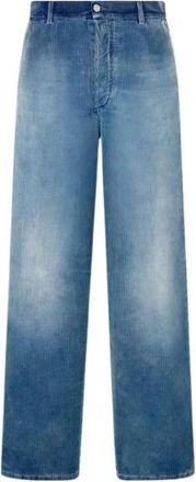 Dior Jeans, Heren, Blauw, L, Katoen, Corduroy Wijde Pijpen Broek
