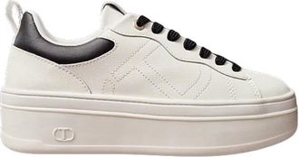 Twinset Platform Sneakers met Logo - Dames - Sneakers - Wit - 40 EU - Leer - Schoenen