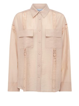 Blugirl Fluid Lyocell Shirt With Lace Inserts And Flap Pockets