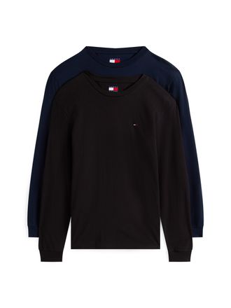 Tommy Jeans Longsleeve TOMMY JEANS TJM SLIM 2PACK L/S EXT, Herren, Gr. XL, schwarz (schwarz, schwarz night navy), Single Jersey, Obermaterial: 100% Baumwolle, Run