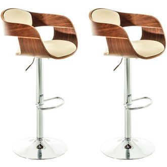 Clp Set De 2 Taburetes Kingston En Simil Cuero Nogal/crema