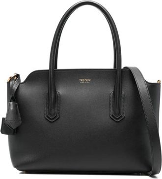 Tom Ford Graanleer Top Handvat Tas - Dames - Handtassen - Zwart - ONE Size - Leer - Tassen