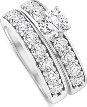 Pompeii3 3Ct TW Diamond Engagement & Wedding Ring Set 14k White or Yellow Gold