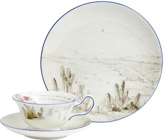 Wedgwood 3Pc Darwin Voyage Of The Beagle Chile Teacup, Saucer & Plate Set