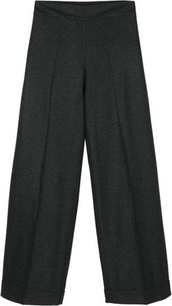 D.exterior Wijde Pijpen Broek - Dames - Wijde Broeken - Zwart - L - Wol - Broeken