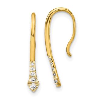 Diamond2Deal 14k Yellow Gold 1/8 Ct Round Lab Grown Diamond Drop Dangle Earrings