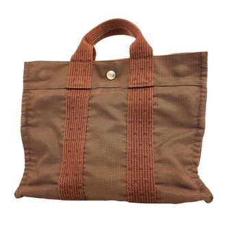 Herm&egrave;s Brown Nylon Tote Bag (Pre-Owned)