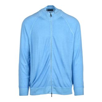 Drumohr Cardigan met rits - Heren - Truien - Blauw - Maat: 2XL Wol