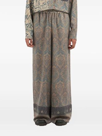 Pierre-Louis Mascia K20164 damask-print trousers - Blue