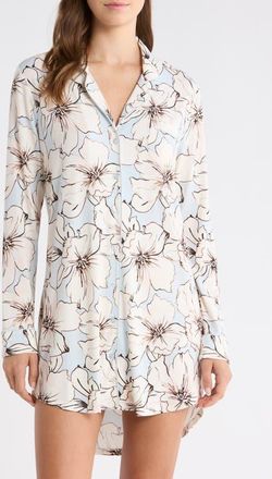 Nordstrom Moonlight Eco Nightshirt in Blue Sketchbook Floral at Nordstrom, Size X-Large
