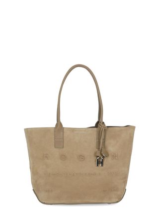 Hogan Suede Leather tote Bag with Elegant Accents