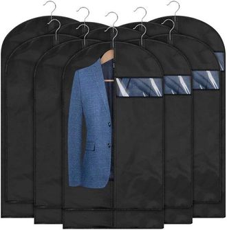 OEM Bolsas Para Ropa Plegables Negras De 120x60 Cm (10 Unidades) - Lavables, Antipolvo, Con Ventana Transparente Y Cremallera