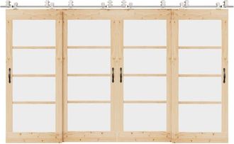 vidaXL Kit De Herrajes Para Puerta Corredera 366 Cm Acero Plateado Vidaxl