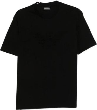 Emporio Armani Jersey T-shirt met bijpassend intarsia logo - Heren - T-shirts - Zwart - 2XL - Katoen - Tops