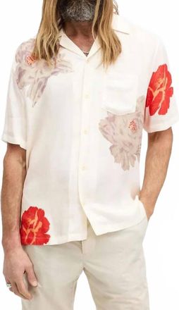 AllSaints Roze Button Down Short Sleeve Shirt In Ecru White