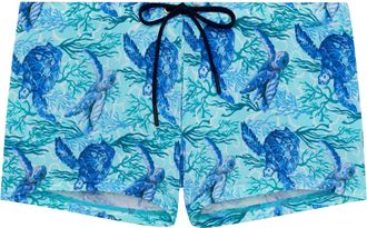 HOM Hom Mens Boxer de Bain Tartane Swim Briefs, Blue Print, M