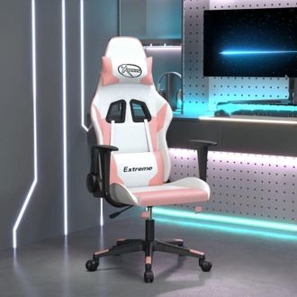 vidaXL Sedia da Gaming Bianco e Rosa in Similpelle
