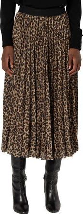 Gerard Darel Babette Pleated Midi Skirt in Brown at Nordstrom, Size X-Large