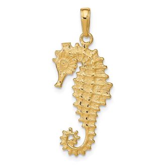 Diamond2Deal 14k Yellow Gold 3-D Seahorse Pendant