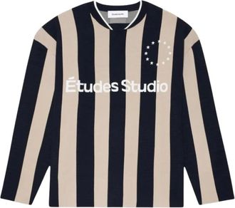 Études Studio Tops, Heren, Blauw, L, Polyester, Gestreept Lange Mouw Voetbal T-shirt