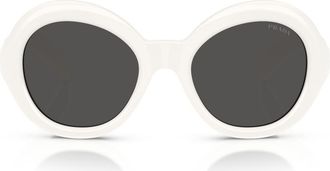 Prada 53mm Round Sunglasses in Talc/dark Grey at Nordstrom