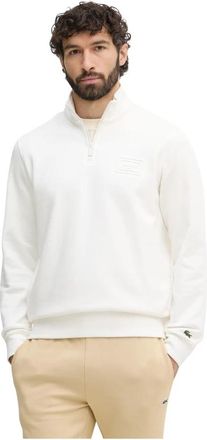Lacoste Sweatshirt met hoge hals en opdruk - Heren - Vesten met rits - Wit - 2XL - Katoen - Hoodies & sweatvesten