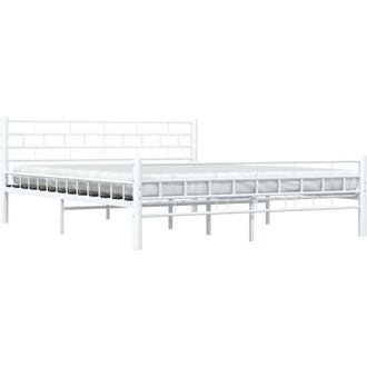 vidaXL Estructura cama con cabecero sin colchón metal blanco 160x200cm Vidaxl