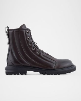 Giorgio Armani Men & apos;s Quilted Leather Lace-Up Boots