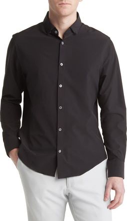 Mizzen+Main Leeward No-Tuck Stretch Button-Up Shirt in Black at Nordstrom, Size X-Large