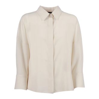 Fabiana Filippi Shirts, female, Beige, Size: XS Camicia Cropped Manica 3/4 Dettaglio Filo Diamante Tagli