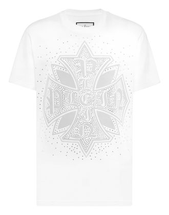 Philipp Plein Round Neck T-Shirt Plein Cross Stones