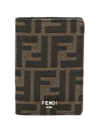 Fendi FF-jacquard leather wallet - Brown
