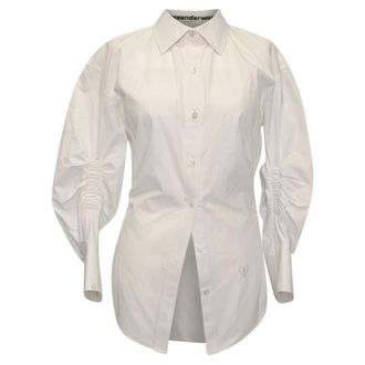 Alexander Wang Alexander wang Button-Down Gathered Sleeve Shirt in White Cotton