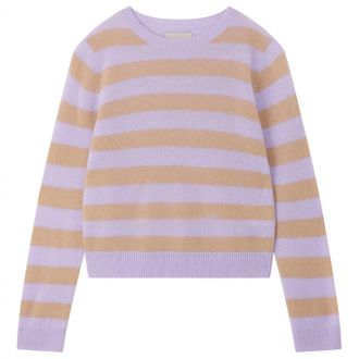 JUMPER 1234 Womens Cashmere Stripe Crew Sweater In Opal