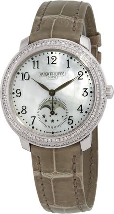 Patek Philippe Complications Hand Wind White Mother of Pearl Dial Ladies Watch 4968G-010