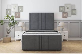Sloomy Harrington Coniston Frame-Mattress - 50 Upholstered Headboard in Dark Grey | Size: Small Double