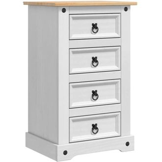 vidaXL Bedside Table with Drawer White 53 x 39 x 84 cm Solid Pine Wood vidaXL