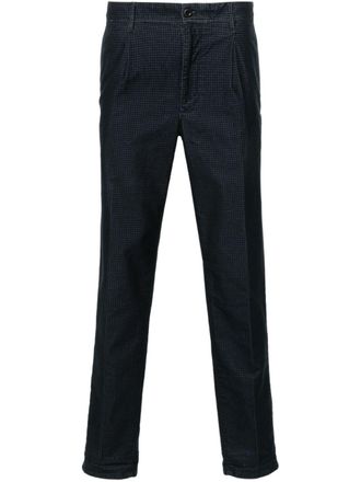 Incotex herringbone-pattern tapered trousers - Blue