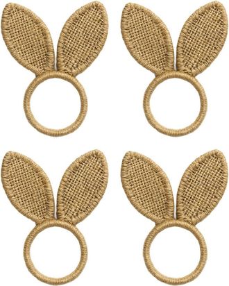 Elrene Set Of 4 Burlap Bunny Ear Napkin Rings