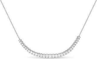 House of Brilliance 14K White Gold Lab Grown Diamond 5.0 Cttw Emerald Cut Station Necklace at Nordstrom
