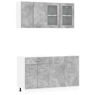 vidaXL Unidad De Cocina Lyon 4 Uds. Gris Hormig&oacute;n Madera De Ingenier&iacute;a Vidaxl