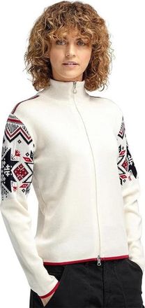Dale of Norway Womens Dale of Norway Varberg Jacket White Aztec Print Merino Wool GBO755
