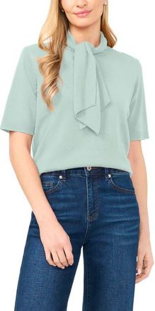 CeCe by Cynthia Steffe Tie Neck Short Sleeve Sweater in Mint Hint at Nordstrom, Size X-Large