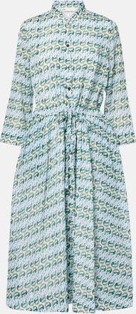Tory Burch Abito midi in seta e cotone con stampa