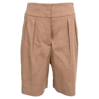 Brunello Cucinelli Pleated Shorts in Beige Polyester