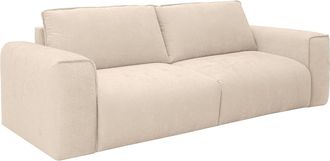 Vente-Unique Sof&aacute; cama de 3 plazas expr&eacute;s en tela beige - Cama 140 cm Colch&oacute;n 16 cm POGLO