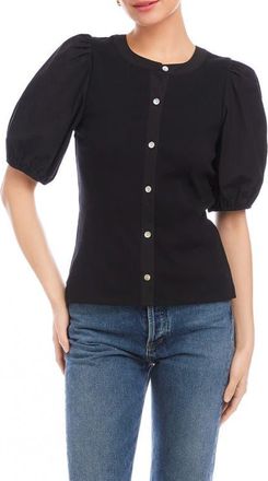 Fifteen Twenty Terryn Mixed Media Top in Black at Nordstrom, Size Medium