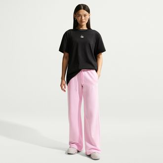 Nike Womens Nike Sportswear Club Fleece Mid-Rise Wide-Leg Sweatpants in Pink | FB2727-663