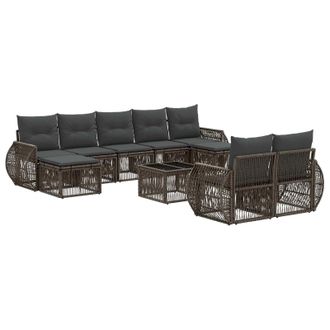 vidaXL Conjunto De Sof&aacute;s De Jard&iacute;n 10 Pcs Gris Y Gris Oscuro Vidaxl
